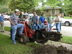 Our Richmond irrigation repair team prepares to trench a new irrigation line